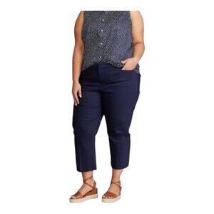 Chaps Navy Blue Straight Leg Cropped Chino Pants Business Casual Women's 18W